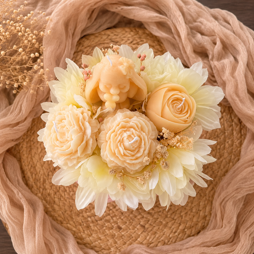 Bunny & Rose Candle Bouquet in Textured Ceramic Vase |