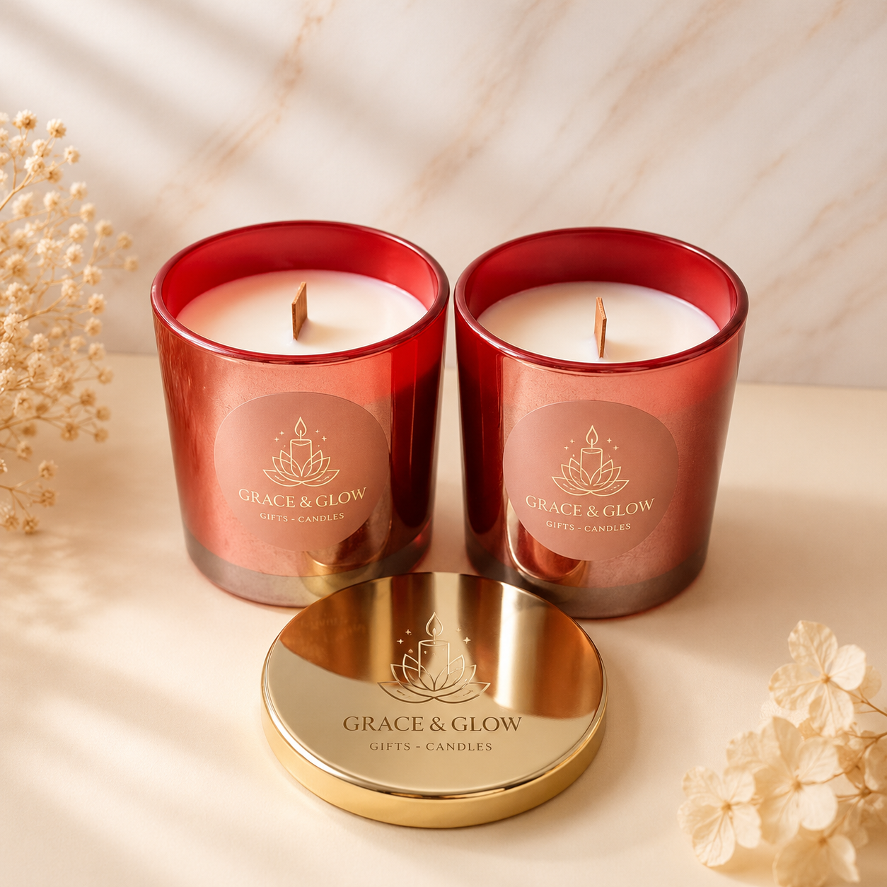 Grace & Glow Signature Jar Candle | 8oz Coconut Wax Wood Wick Candle