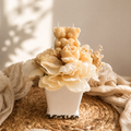 Ivory Rose & Teddy Bear Candle Bouquet